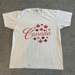 Vintage Original Design Canada spell Out Leaves Single Stitch T-Shirt Adult XL